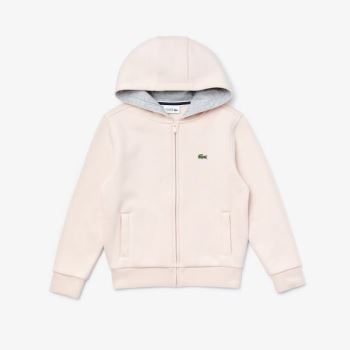 Lacoste SPORT Tennis Zippered Fleece Sweatshirt - Mikiny Dětské Světle Růžové / Šedé | CZ-AuxGXi